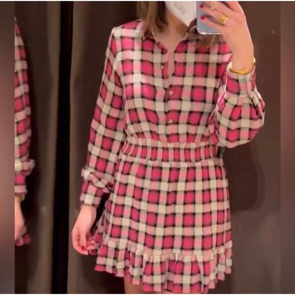 ZARA CHECK SHORT DRESS MULTICOLORED - Picture 1 of 6